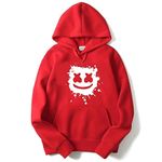 The SV Style SXVSTYLE Unisex RED Hoodie with White Print: Marshmellow/Printed Red Hoodie/Graphic Printed Hoodie/Hoodie for Men & Women/Warm Hoodie/Unisex Hoodie (Medium)