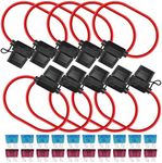MuHize Waterproof Inline Fuse Holder Kit - Upgraded 12V Blade Fuse Block for Auto, Marine, RV w/ 40A & 15A Fuses (10 Pcs, 12 Gauge 12AWG) Heavy Duty