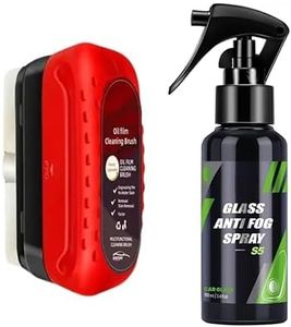 Freven Oil Film Cleaning Brush & Car Glass Cleaner Anti-Fog Spray | Windshield Defogger & Stain Remover for Interior & Exterior | Anti-Mist, Oil Stain Remover for Car Windows, Mirrors & Glass