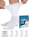 Doctor's Select Mens Diabetic Socks - 4 Pairs | White | Neuropathy Socks for Men | Non Binding Socks | Extra Wide Socks Men | Diabetic Crew Socks for Men