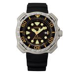 Citizen Mens Promaster Dive Eco-Drive Watch 47mm Gray Super Titanium Case Black Polyurethane Strap with Black Dial (BN0220-16E)