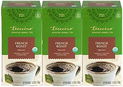 Teeccino French Roast Herbal Tea - Rich & Roasted Herbal Tea That’s Caffeine Free & Prebiotic for Natural Energy, Coffee Alternative, 25 Tea Bags (Pack of 3)