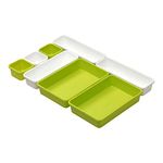 Cutting EDGE Interlocking Drawer Organizer Set of 8, Divider/Separator White & Green Plastic Trays for Flatware, Cutlery & Desk Storage for Household, Kitchen & Office