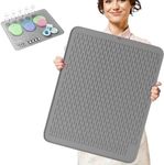 Extra Large (30 inch by 24 inch) heavy duty silicone dish drying mat (Gray, XL - 30"x24")