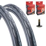 Vandorm Set of Bicycle Tyres 26 x 1.50 (40-559) Cyclone 26 Inch MTB Slick Mountain Bike Tires with Schrader Valve Inner Tubes (Pack of 2)