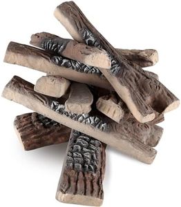 VEVOR 10 Pcs Gas Fireplace Logs, Large Ceramic Logs for Fireplace Decorative, Heat-Resistant Wood Log Gas Realistic Logs, Stackable Wood Branches for Gas Fireplace, Firebowl Indoor or Outdoor