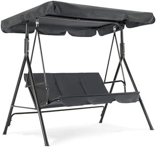 M MCombo 3-Sitzer Hollywoodschaukel, Gartenschaukel mit Verstellbarem Sonnendach, Schaukelbank Outdoor, Gartenliege Wetterfest, 114 x 170 x 155 cm, Grau 8003