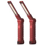 Coquimbo LED Torch Rechargeable Work Light, Gifts for Men Dad Him Inspection Lamp Light with Magnetic Base 360° Rotate Camping Grill Lights (2 Pack, Red)