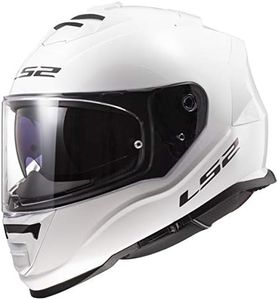 LS2 Helmets Assault - Casco integral de motocicleta con visera solar (blanco brillante, mediano)