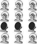 Grtard 12 Pack Magnetic Clips, Strong Fridge Magnet Clips with Anti-Scratch Sticky Pads, Clips Magnets for Fridge, Whiteboard Magnets Clips, Clips with Magnets for Whiteboard,Classroom,Office - Silver