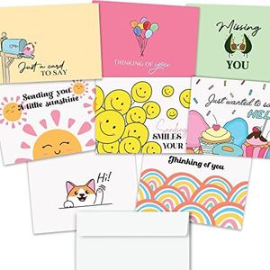 24 Thinking of You Cards with Envelopes - Beautiful Encouragement Cards with 8 Designs to Send to Friends, Family, Groups, Clubs - Uplifting Thinking of You Greeting Cards with A Sentiment Inside (24)