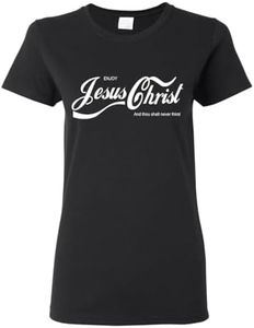 Enjoy Jesus Christ Shirt Thou Shalt Never Thirst, Funny Christian Gifts for Men Women, Faith Apparel Inspirational Womens T-Shirt, Black, 3X-Large