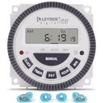 LEYDEN® Digital Programmable Electronic Timer Switch 4 - Pin, 230 Volt AC TM619H-2, 30A, 18 Programs Digital Timer with Clock and Auto Cut Off Function (White)