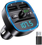 ORIA Bluetooth 5.3 FM Transmitter for Car, Bluetooth Car Music Adapter, Universal Car Charger with Dual USB Charging, Wireless Radio Adapter Support TF Card & USB Disk (USB to USB C Adapter Included)