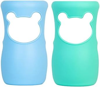 100% Silicone Baby Bottle Sleeves for Philips Avent Natural Glass Baby Bottles, Premium Food Grade Silicone Bottle Cover, Cute Bear Design, 8oz, Pack of 2 (Blue and Turquoise)
