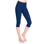 SOFTSAIL Leggings for Women 3/4 Length Cotton Pants Capri Leggings Active Pants Tummy Control Buttery Soft Casual Sports Workout Gym Running Yoga Navy Size 8