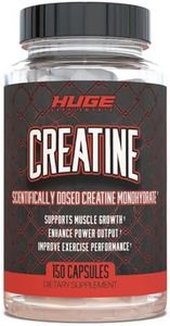 Huge Supplements Creatine Monohydrate Pills, 5000mg of Pure Creatine, Clinically Dosed to Boost Performance, Increase Muscle Strength and Size, 30 Servings