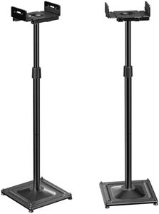 PERLESMITH Universal Speaker Stands for Surround Sound, Holds up to 11LBS, Floor Speaker Stand Height Adjustable Extend 33.3” to 45.1” for Satellite Speakers & Bookshelf Speakers -1 Pair PSSS2 Black