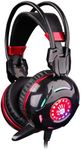 BLOODY G300 Comfort Glare Gaming Headphones with Dual-Channel Stereo Sound, Noise-Canceling Mic, Auto-Adjusting Headband, Super-Soft Ear Pads, Red-Black