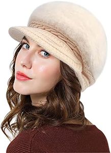 Lachi Ladies Winter Hat Beret Winter Hat for Women Knit Beanie Cabbie Cap Visor Warm Skullcap Knitted Ladies Cloche Beige