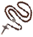 KOMI N-brand Wooden Catholic Rosaries, Rosary Beads Necklace from Bethlehem Olive Wood Christian Prayer Beads Holy Soil Medal & Metal Cross for Women, Gifts for Men