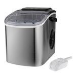 Daewoo 12KG Ice Maker Portable With Handle, 9 Bullet Cubes In 6 Minutes With 2 Size Options, 12KG In 24Hrs, Self-Cleaning, Scoop And Ice Basket Included, For Bar, Home, Office