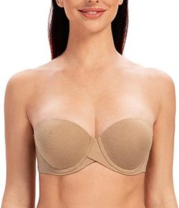 MELENECA Women's Underwire Multiway Anti-Slip Stay Put Padded Push Up Strapless Bra Beige Heather 42DD