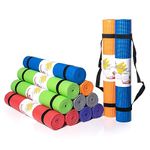 Hello Fit Kids Yoga Mats With Carrying Straps, 60" x 24" Exercise Mats, 4mm Non Slip Yoga Mat for Boys and Girls, Easy to Clean Kid's Workout Mat for Schools and Classrooms, 12 Pack, Assorted