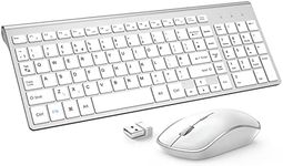 Wireless Keyboard and Mouse Set, JOYACCESS 2.4Ghz Slim Ergonomic Wireless Keyboard and Coreless Silent Mouse Combo 2400DPI for iMac/Mac/PC/Desktop/Computer/Laptop/Windows(UK layout) - Silver + White