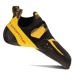 La Sportiva Mens Solution Comp Rock Climbing Shoes, Black/Yellow, 8.5