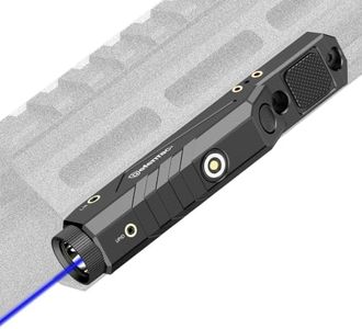 DEFENTAC 1600 Lumens Blue Laser Light Combo Compatible with Picanny/M-Lok Rail, Low Profile Tactical Rifle Laser Sight with Momentary and Strobe, Built-in Pressure Switch, Rechargeable