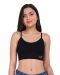 Tom & Gee Women Cotton Padded Wire Free Longline Sports Bra Cami Tank Top for Workout Fitness Yoga (Pack of 1) Size (28-32) (Black, 32)