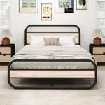 HOMERECOMMEND 5ft King Size Bed Frame with Headboard,Oval-Shaped Platform Bed with Under-Bed Storage,Steel Slats Mattress Foundation Round Pipe Design,Maple