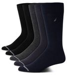 Nautica Men's Moisture Wicking Dress Socks with Stay Up Cuff (5 Pack), Size Shoe Size: 6-12.5, Navy/Grey/Black