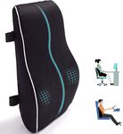 Mojorest Lumbar Support Pillow For Chair, Back Support Pillow For Car, Memory Foam Back Cushion For Back Pain Relief Improve Posture, Mesh Cover Double Adjustable Straps, Black