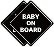 GEEKBEAR Baby on Board Car Sign - Sticker or Magnet & Color Options, Weather-Resistant - Diamond Shape 6.8 x 6.8 in