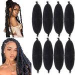 Springy Afro Twist Hair 24 inch 8Packs Pre Fluffed Marley Twist Braiding Hair Spring Twist Hair Wrapping Hair for Soft Locs Hair Extensions (1B, 24 inch(8Packs))