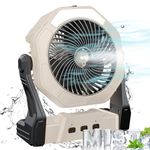 Portable Misting Fan, 8-Inch 10000mAh Rechargeable Battery Operated Fan, Personal Desk Fan with 250mL Water Tank & LED Lantern, Cooling Mist Fan for Home Desk, Patio, Camping, Outdoor&Indoor Use