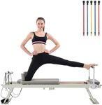 Pilates Reformer Machine，Grey Foldable Pilates Reformer Equipment Home Indoor Workout Machine，for Home Gym Cardio Fitness Personal Indoor Sport Apparatus