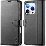 TUCCH Wallet Case for iPhone 16 Pro (6.3") 2024, Magnetic PU Leather Stand Foldable Folio Cover with[RFID Blocking][Kickstand][Credit Card Holder][Shockproof TPU] Compatible with iPhone 16 Pro Black