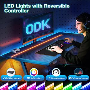 ODK Gaming Desk 80cm – LED Lights, Black