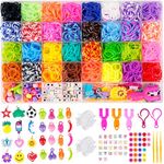 Loom bands,2500+Loom band kit,Multi-Colors Loom Twist Rubber Bands with Clips Charms Beads and Other Accessories for DIY Friendship Bracelet Making Kits, Best Halloween Christmas Birthday Gifts