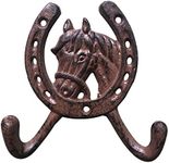 Atpxdk 2PCS 4.7" Cast Iron Horseshoe Wall Decor, Anti Rust Coat Hooks Wall Hanger for Hat Key Hook Rack Hanger