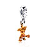 H.ZHENYUE S925 Sterling Silver Charm Pendant Dangle Beads Cartoon Bear for Bracelet Necklace for Women Gifts, Sterling Silver, Cubic Zirconia