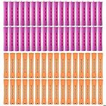 Perm Rods Set Cold Wave Rods Perm Rods for Natural Hair Hair Roller Curler Jumbo Perm Rods for Long Hair Curly Rods Tools for DIY (Purple&Orange 40 Pcs)