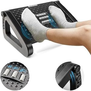 Foot Rest for Under Desk at Work, Adjustable Height Foot Rest,Ergonomic Foot Stool with Roller Massage for Pressure Relief, Portable Footstool Comfortable Leg Rest Under Desk for Office & Home (BLACK)