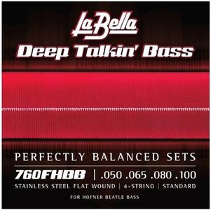 La Bella 760FHBB Stainless Steel Flat Wound Standard Beatle Bass Guitar Strings
