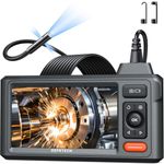 DEPSTECH Triple Lens Endoscope, 5" HD Screen Inspection Camera with Light, 16.5ft Flexible Waterproof Borescope Camera, Industrial Snake Inspection Scope for Automotive, Wall, Pipe, Drain, Sewer