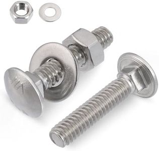 VGBUY 1/4-20 x 1-1/4" Carriage Bolts Screws 24 Sets, 304 Stainless Steel 18-8, Round Head Square Neck, Carriage Bolts and Nuts Kit, with Flat Washers