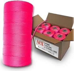 Pink Mason Line String Line - #18 Braided Nylon String - 6,000 Ft Length - Nylon Twine for Gardening Or Masonry Tools - Perfect Construction String for A String Level, Twine String for Gardening